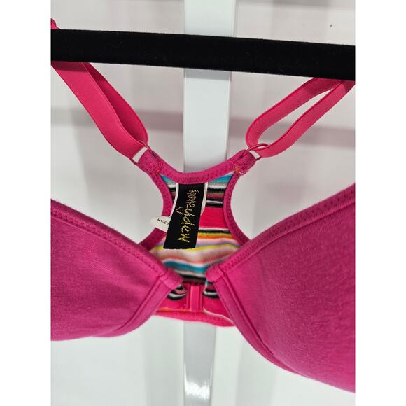 Honeydew Womens Sz 36C Front Clasp T Shirt Bra Dark Pink Striped Back - Picture 2 of 4